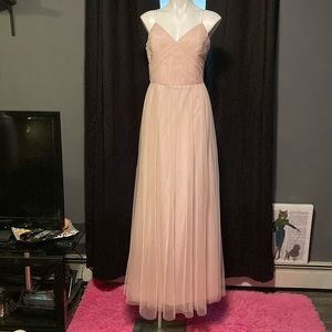 Hayley Paige nude pink tulle boned and padded formal dress size 12